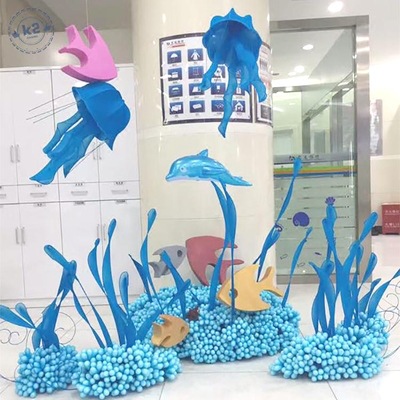 春天夏季美陈海洋主题创意珊瑚水草商场店铺橱窗装饰道具陈列布置