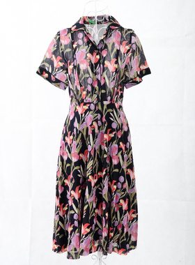 VINTAGE 复古着 春夏装短袖半透明连衣裙 06