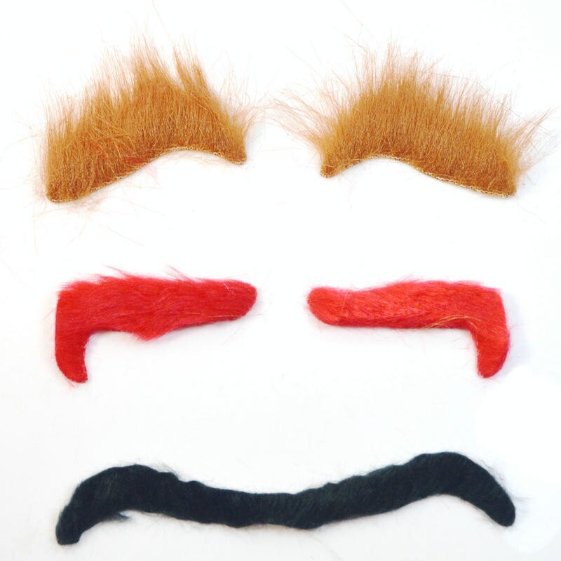 五娃争福化妆舞会假眉毛搞笑眉毛3色造型眉毛一字眉红色眉毛3款眉