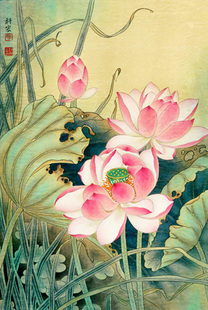 饰画挂画 风景装 J1522B 荷花印象荷塘荷花池荷叶夏季 鲜花花朵海报