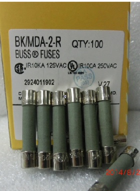 BUSSMANN陶瓷管保险丝6.3X32mm 250V 2A慢断Time-Delay MDA-2-R