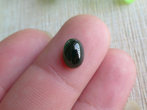 翡翠圆戒面蛋面吊坠男女款冰种墨绿色黑色缅甸Aa货揭阳带证书77