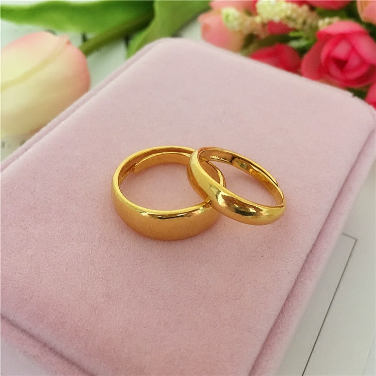 VIETNAM SAND GOLD GLOSSY MALE AND FEMALE SIMULATION GOLD-PLATED COUPLE GOLD RING 18K GIFT
