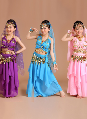 六一少儿舞蹈表演儿童肚皮舞套装女童印度舞演出服新款荷叶套装