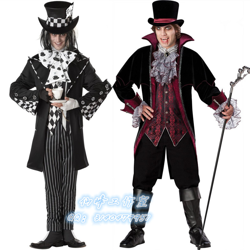万圣节迪士尼男吸血鬼马戏团小丑装魔术师服COSPLAY电影演出服装