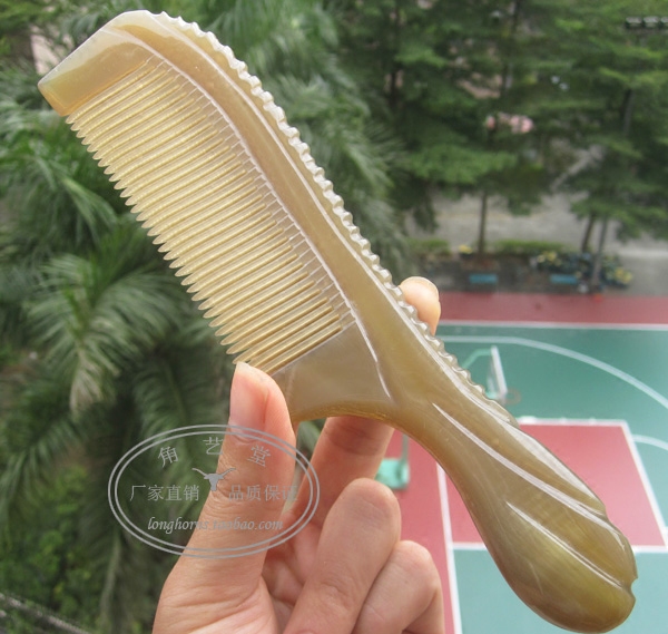【一物多图】纯天然白水牛角梳子 正品大号 纯手工打磨 长21cm