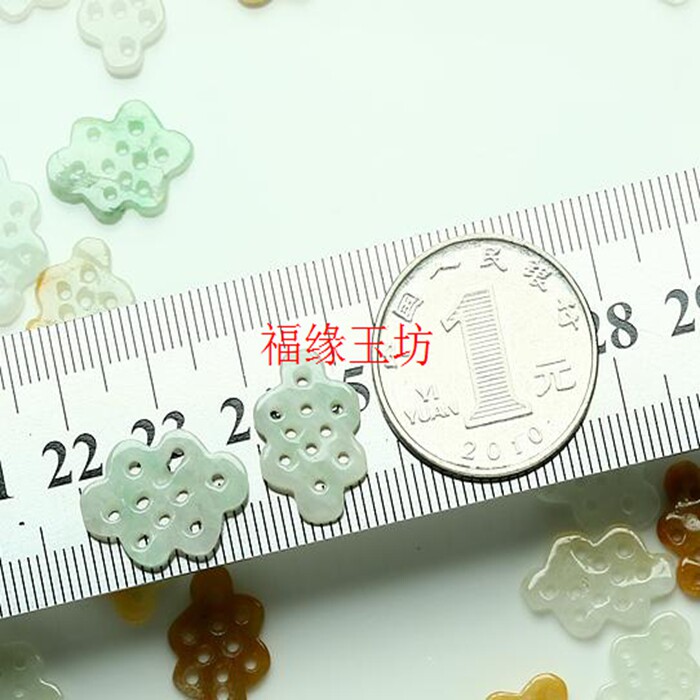 厂家批DIY饰品配件 天然A货翡翠中国结配件车挂包挂玉材料