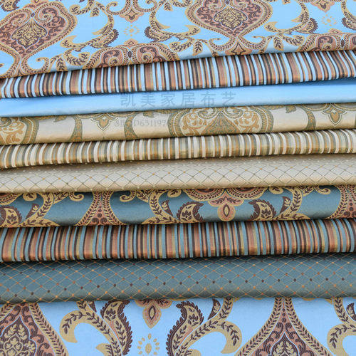 大图案色织加密欧美别墅沙发布料优质大提花围椅抱枕布加厚护沙发