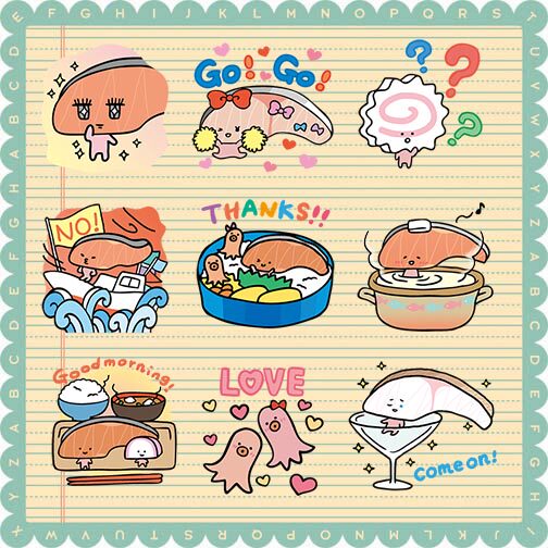 line 日本三丽鸥sanrio可爱 kirimi 三文鱼 自制手帐贴纸 40枚入