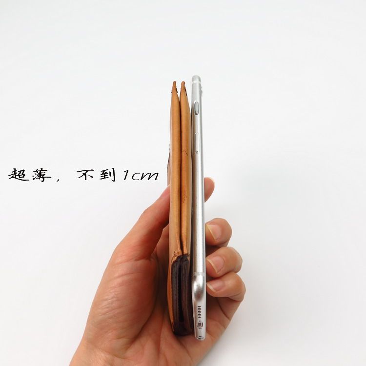 竖款真皮折叠擦色手工钱包女短款复古男式皮夹子简约超薄牛皮软皮