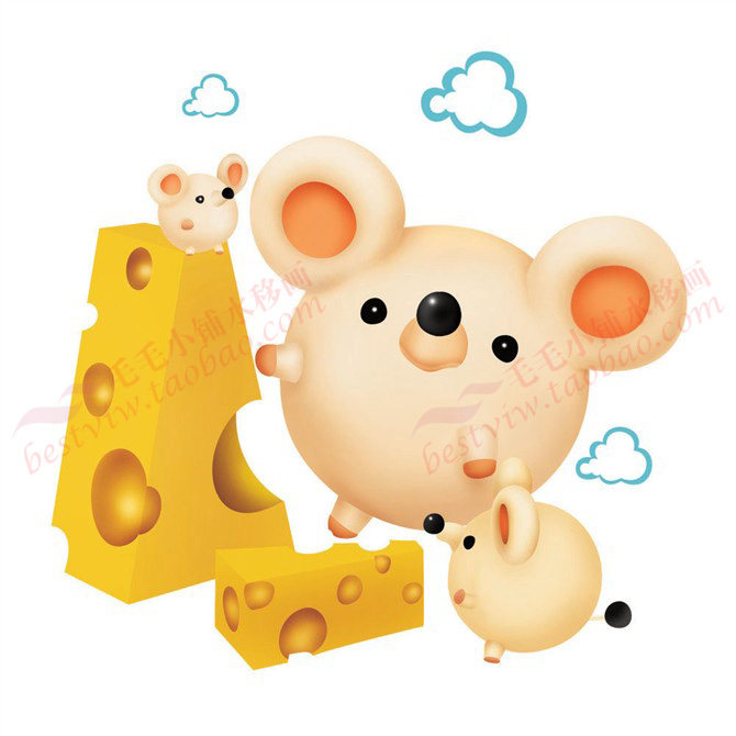 30-70 萌小鼠动物卡通大盟水移画手机贴冰箱贴家具贴玻璃儿童贴纸