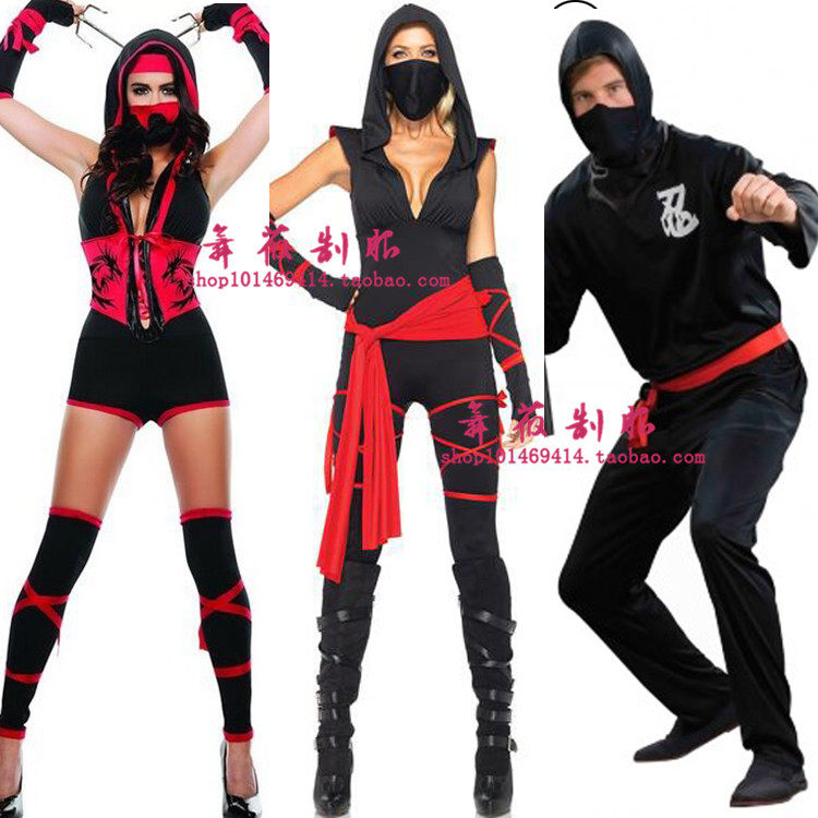 万圣节黑色忍者服海盗服舞台装 夜场服蒙面勇士女装角色扮演服
