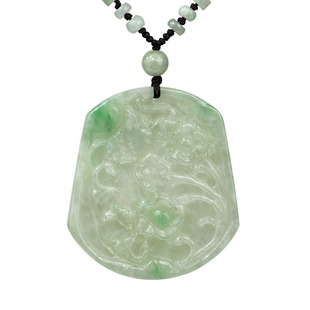 A货生肖鼠项坠玉花 dev 花开富贵玉挂件 钰达翡翠鼠如意吊坠