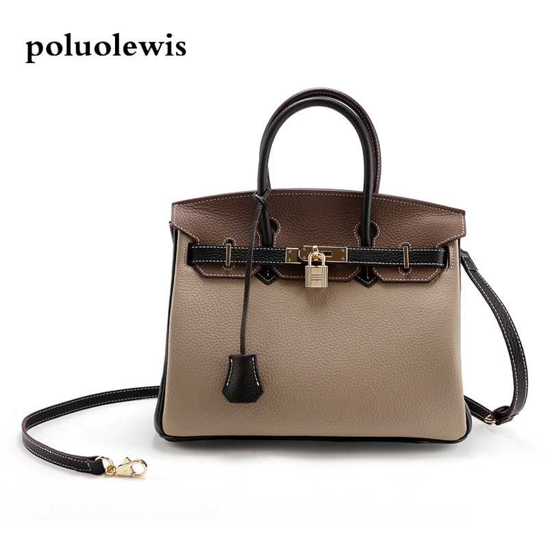 Color matching Platinum Female bag genuine leather brown One shoulder Handbag fashion leisure time The first layer cowhide Litchi Hit colorin the Leather/Lady bags/Men's bag, Ms. bags  category - from Buy2taobao.com to provide professional Taobao agent buy service