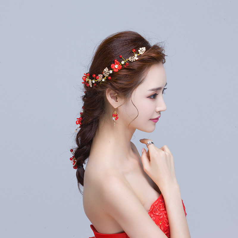 新娘头饰耳环插花红色|ruв категории Аксессуары, свадебное платье, аксессуары, невеста головной убор - от Buy2taobao.com для оказания профессиональной услуги покупки агента Taobao