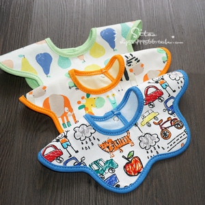 婴儿防水围嘴纯棉围兜新生儿宝宝小孩儿童360度按扣吃饭口水巾