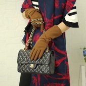 日本手套大蝴蝶结长款 保暖分指优雅气质斗篷纯色女 羊毛呢手套冬季