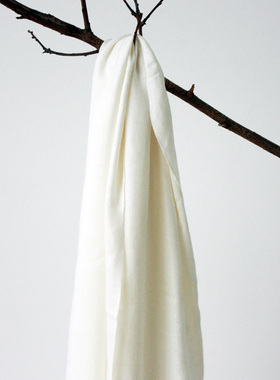 纯白色森女系长款纯色棉莫代尔围巾 可扎染披肩 植物染  蓝染适用