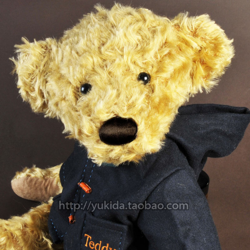 正版Russ收藏WellesleyTeddy马海毛关节艺术家泰迪熊毛绒玩具公仔