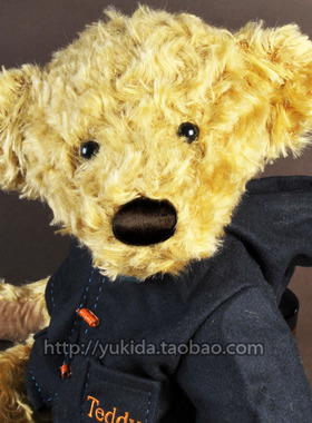 正版Russ收藏WellesleyTeddy马海毛关节艺术家泰迪熊毛绒玩具公仔