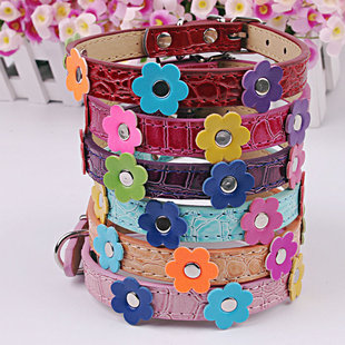 15年新款狗狗项圈 亮皮豹纹小花宠物项圈 中小型猫狗脖圈颈圈批发