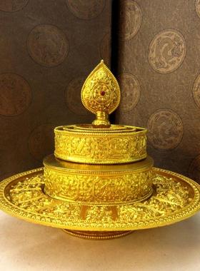 藏传法器供器七宝曼扎盘 曼达盘 曼茶罗 纯铜 供修曼扎带托盘