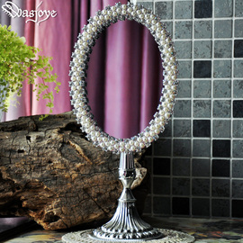 迦南之莲欧式复古巴洛克台镜子梳妆镜可爱创意高清台式公主化妆镜