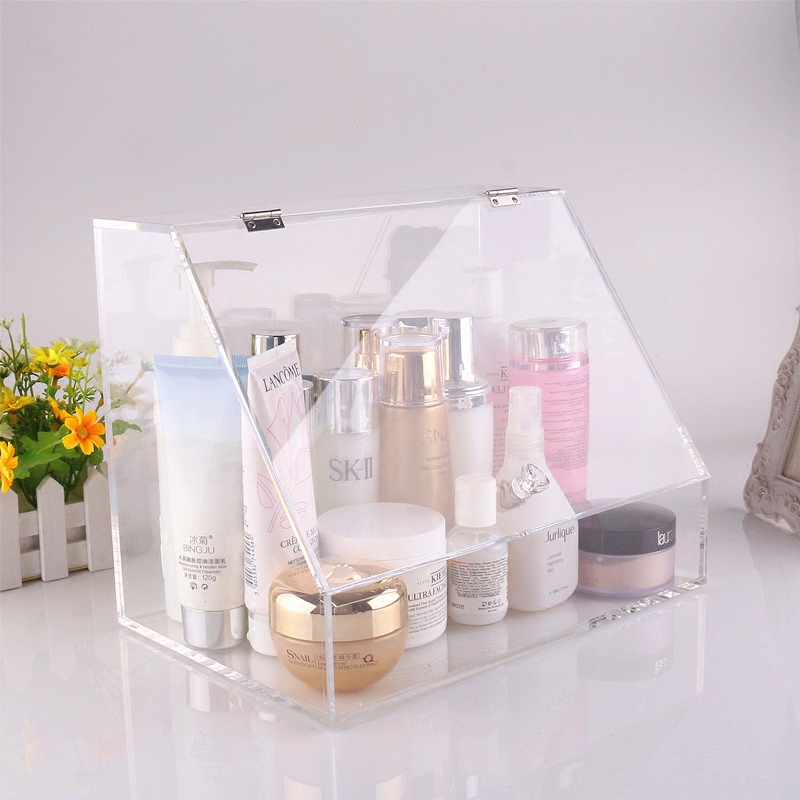 包邮带盖防尘亚克力透明护肤品化妆品香水母鸡同质桌面整理收纳盒