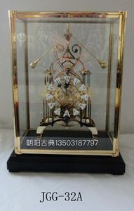 新款朝阳2016新款摆臂骨架钟 欧式纯铜机械钟表镀金 座钟