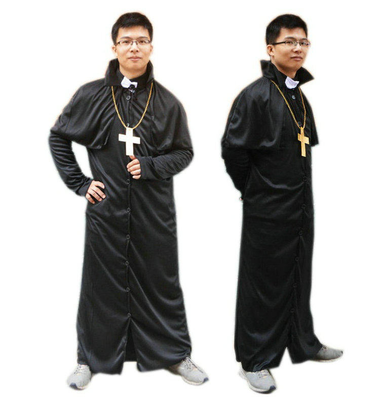 五娃争福 成人牧师袍教士服装 修士套装 神父服装 教父服装传教士