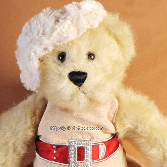 正版美国2009GWEN Teddybear贝雷帽关节泰迪熊毛绒类玩具公仔圣诞