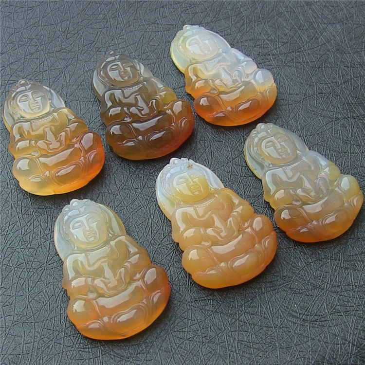 天然巴西红玛瑙吊坠/纯手工巧雕/观音/原色无优化/水润玉髓挂件