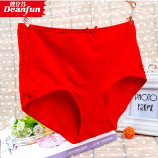 透气弹力平角裤 蝶安芬正品 中高腰纯棉红色本命年女士内裤