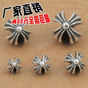 925纯银泰银配件 DIY十字架手串饰品 权志龙十字架散珠 隔珠
