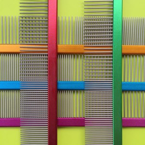 宠物美容彩色排梳猫狗比利时梳不锈钢针梳加宽铝柄开结挑毛结实