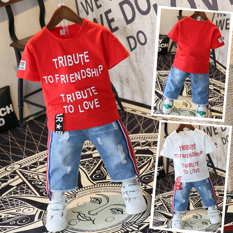 Children's clothing Boy Summer wear suit 2019 New 3 Korean version 4 Chao Yi 5 baby Sleeved 6 Children 7 Two piece suit 8in the Children/Baby/Family fitted , Set  category - from Buy2taobao.com to provide professional Taobao agent buy service