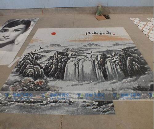 添丽水晶写真 马赛克拼图 江山如画 背景墙 浴室 山水画 风景 0.8