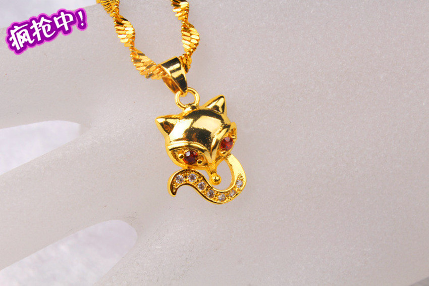 越南沙金项链  镀24K黄金女士流行款狐狸吊坠厚金项链 防真金首饰