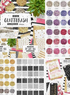 矢量设计素材 100个彩色发光闪光AI色板swatches插件