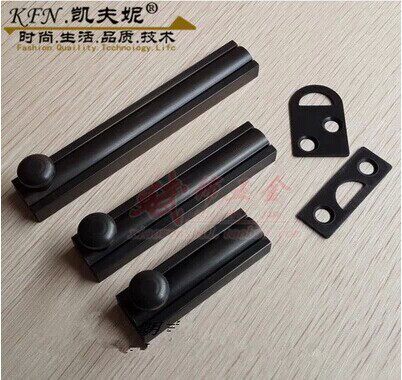 美式黑色纯铜插销2寸-8寸明装插销门窗窗户插销锁欧式仿古小插销