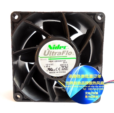 NIDEC 8038 12V 1.5A V80E12BS2A7-07 8CM/厘米PWM温控大风量风扇
