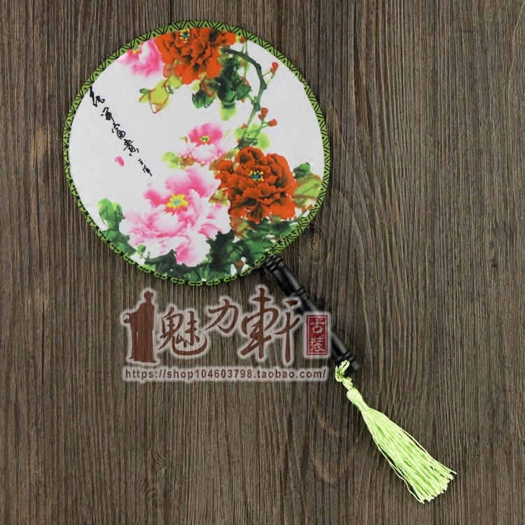 牡丹花型团扇子/儿童古装造型拍照影楼专用宫扇子/小号古装扇子