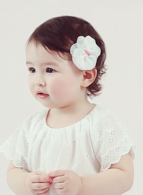 现货韩国进口BB结婴儿发夹小花朵蝴蝶结边夹包边女童发饰公主头饰