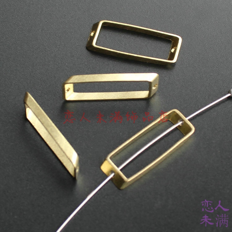斜边长方形 直穿孔 8*22*0.5mm铜方形框隔珠 diy黄铜原坯材料配件