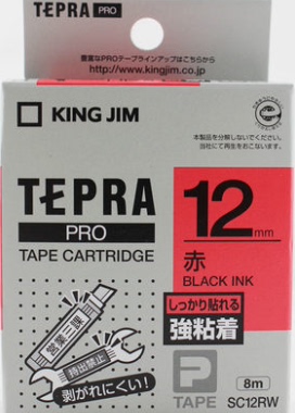 锦宫标签机色带12MM红底黑字色带SC12RW（KINGJIM）打印机SR230C.