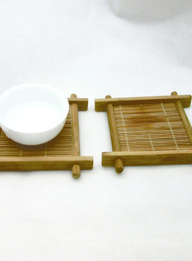 竹器小茶托 方形竹制杯垫 井字杯托 竹茶托茶垫 功夫茶具茶道配件