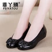 Philippine girl MOM shoes leather shoes with large soft casual shoes at the end of middle and old aged women's flat shoes