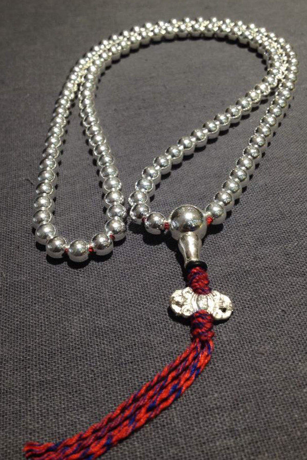 七玲珑925国际标准纯银直径7mm108颗佛珠念珠朝珠藏式 手链项链