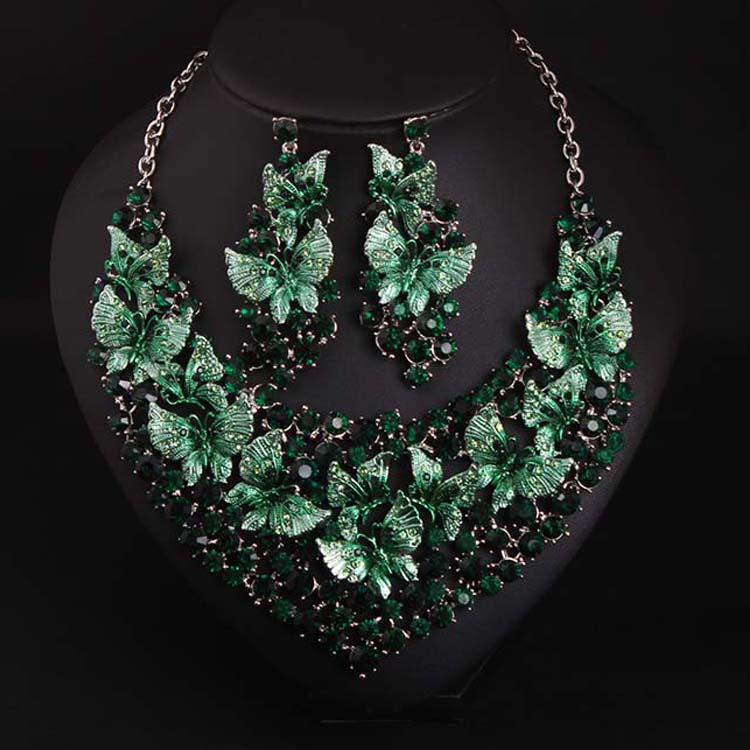 欧美夸张装饰项链女蝴蝶绿宴会