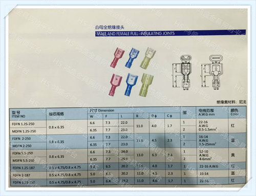 HS包邮MDFN5.5-250尼龙插片500只压制4-6平方电线